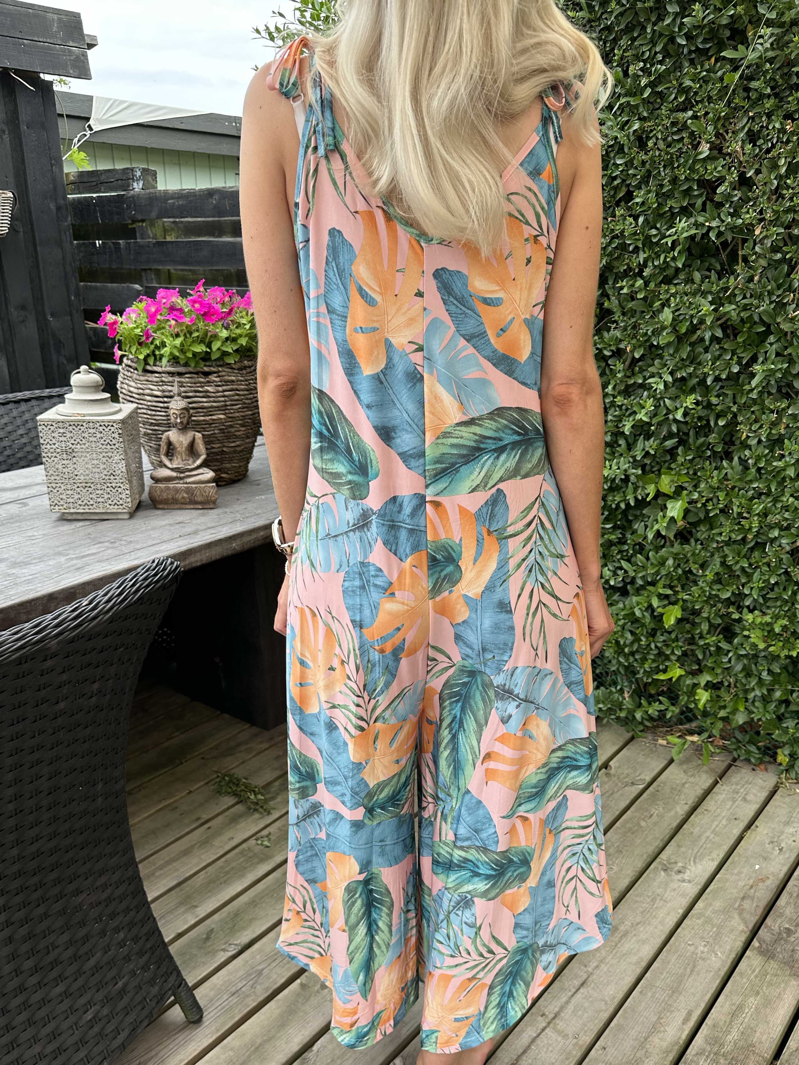 Safira Multi Leaf - Stretchy buksedragt med vide ben